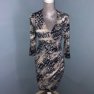 Sexy Navy & Tan Cache wrap Dress